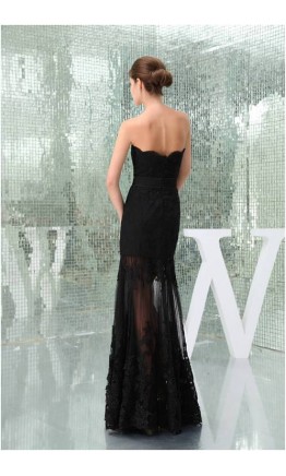 Black Elegance Strapless Lace Formal Dresses KSP226