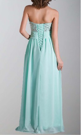 Empire Waist Sequin Lace Up Long Prom Dresses KSP266