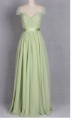 Long Sliver Cap Sleeve Twist Bust Prom Dresses KSP268