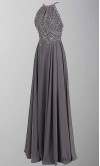 Sexy Open Back Beading Halter Straps Long Prom Dressess 