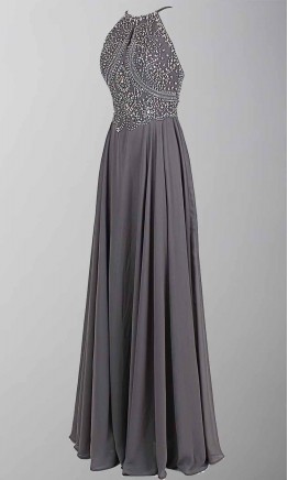 Sexy Open Back Beading Bellyband Keyhole Long Prom Dresses KSP270