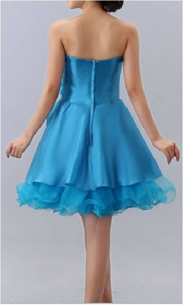 Strapless Sweetheart Taffeta and Tulle Short Prom Dresses KSP110