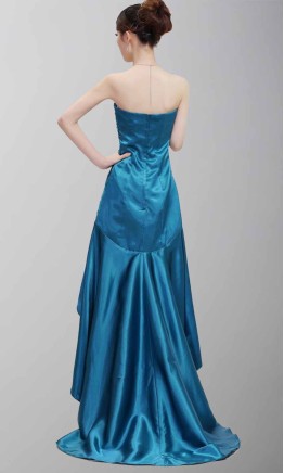 Strapless Beaded Blue High Low Prom Dresses KSP112