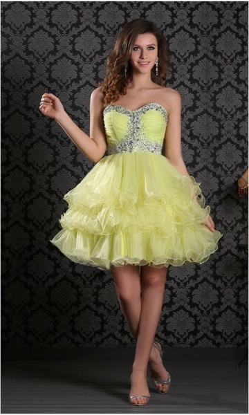 Strapless Tulle Layered with Beaded Bodice Party Dress KSP119