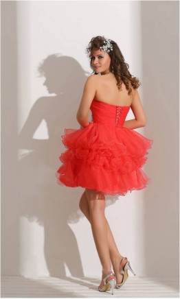 Strapless Tulle Layered with Beaded Bodice Party Dress KSP119