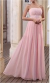 Pink Strapless A-line Long Chiffon Bridesmaid Dress KSP155