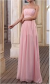 Pink Strapless A-line Long Chiffon Bridesmaid Dress KSP155