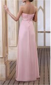 Pink Strapless A-line Long Chiffon Bridesmaid Dress KSP155