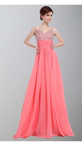 Gorgeous Spagetti Aline Sequin Long Prom Dresses KSP261