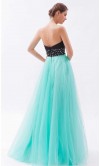 Black And Teal Organza Long Princess Prom Dresses KSP264