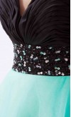 Black And Teal Organza Long Princess Prom Dresses KSP264