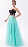 Black And Teal Organza Long Princess Prom Dresses KSP264