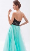 Black And Teal Organza Long Princess Prom Dresses KSP264