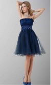 Strapless Blue Cheap Short Taffeta and Tulle Prom Dresses KSP299