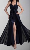 Blue Cross Back Side Cut Out Long Prom Dresses KSP302