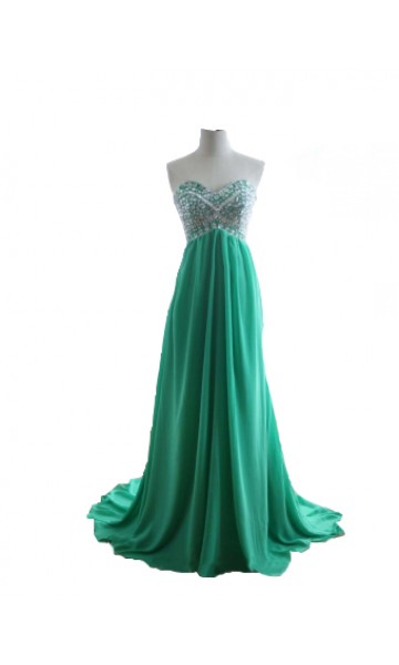 Green Sweetheart Sequin Floor Length Prom Dresses KSP306