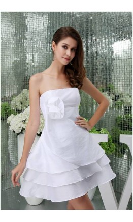 White Strapless Layered Short Homecoming Dresses KSP228