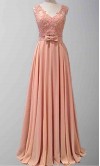 Pink Lace V-neck Sexy Open Back Long Prom Dresses KSP301