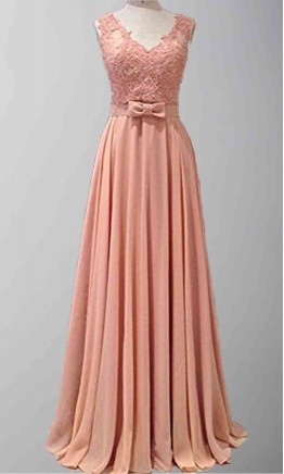 Pink Lace V-neck Sexy Open Back Long Prom Dresses KSP301