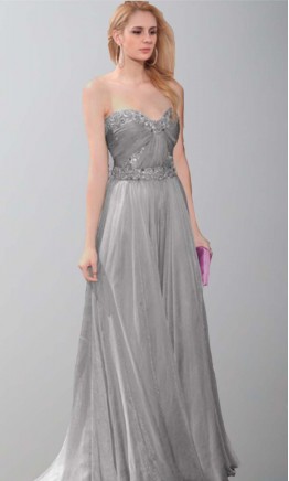 Gray Long Sweetheart Sequin Ceremony Show Dresses KSP303