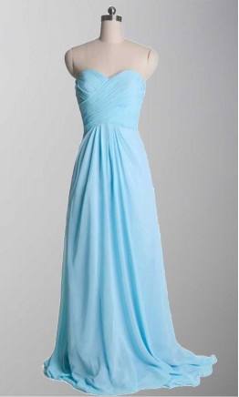 Cross Sequin Band Back Chiffon Train Prom Dress KSP310