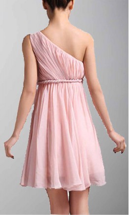 Short Braid Belt Single Shoulder Bridesmaid Dress KSP325