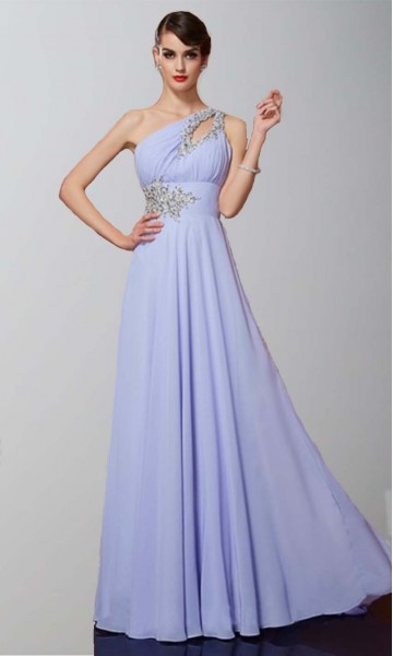 Purple Keyhole One Shoulder Sequin Prom Dresses KSP338