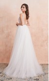 White Embellished Long Slit Prom Dresses with Straps KSP616