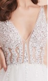 White Embellished Long Slit Prom Dresses with Straps KSP616