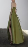 Double Spaghetti Straps Satin Slit Prom Gowns KSP618