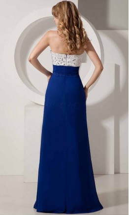 White And Blue Ruffled Long Prom Dresses UK KSP361