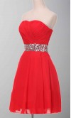 Sparkle Red Strapless Crystal Belt Short Prom Dress KSP365