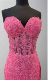 Hot Pink Applique Bustier Mermaid Prom Dresses Long KSP626