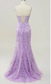 Lilac Purple Applique Corset Mermaid Prom Dresses String Back KSP632