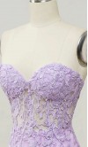 Lilac Purple Applique Corset Mermaid Prom Dresses String Back KSP632