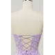 Lilac Purple Applique Corset Mermaid Prom Dresses String Back KSP632