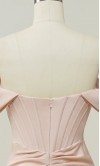 Blush Pink Off Shoulder Wrapped Trumpet Corset Prom Dresses Slit KSP633