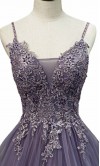 Long Appliqued Purple Prom Dresses with Spaghetti Straps KSP635