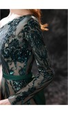 Sequined One Shoulder Green Overlayed Mermaid Prom Dresses  KSP636