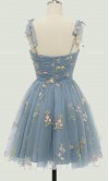 Embroidery Tulle Short Homecoming Dress Bowkont Tie Straps KSP638