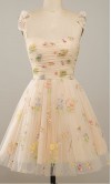 Embroidery Tulle Short Homecoming Dress Bowkont Tie Straps KSP638