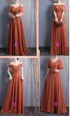  Long Chiffon Orange Burnt Bridesmaid Dresses KSP641