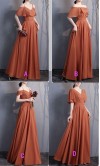 Long Chiffon Orange Burnt Bridesmaid Dresses