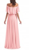 Off the Shoulder Long Pink Bridesmaid Dresses KSP647