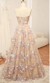 Floral Embellished Sheer Corset Prom Gowns KSP655