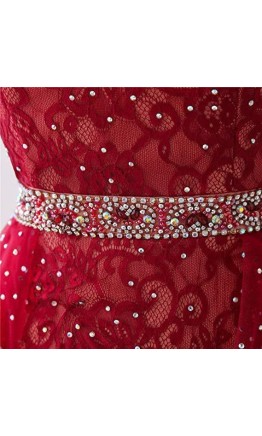 Halter Keyhole Red Short Prom Dresses with Open Back KSP654