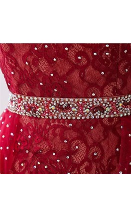 Halter Keyhole Red Short Prom Dresses with Open Back KSP654