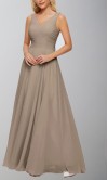 Taupe Brown Ruched Long Bridesmaid Dresses with Straps KSP658