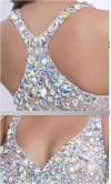 Deep V-neck Rhinestone Short Blue Graduation Dress