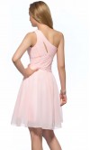 Pink Keyhole One Shoulder Short Bridesmaid Dress UK KSP388